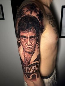 Black and grey portret Al Paciono- Hornet Tattoo Studio
